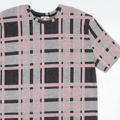 River Island Womens Multicoloured Plaid Polyester T-Shirt Dress Size 10 Round Neck Pullover