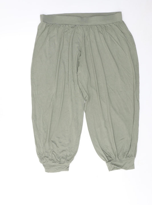 New Look Womens Green Viscose Bloomer Trousers Size 12 Regular Pull On