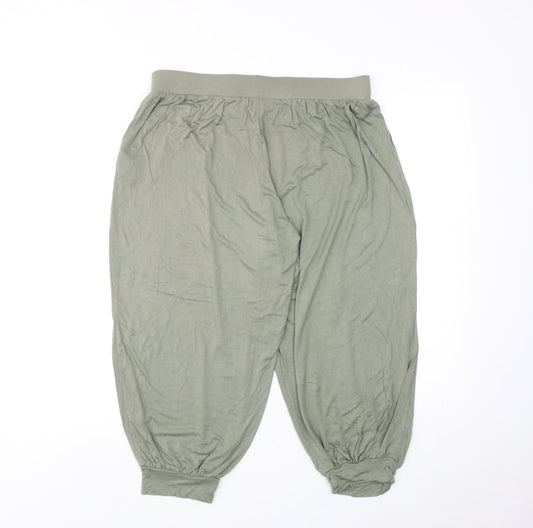 New Look Womens Green Viscose Bloomer Trousers Size 12 Regular Pull On