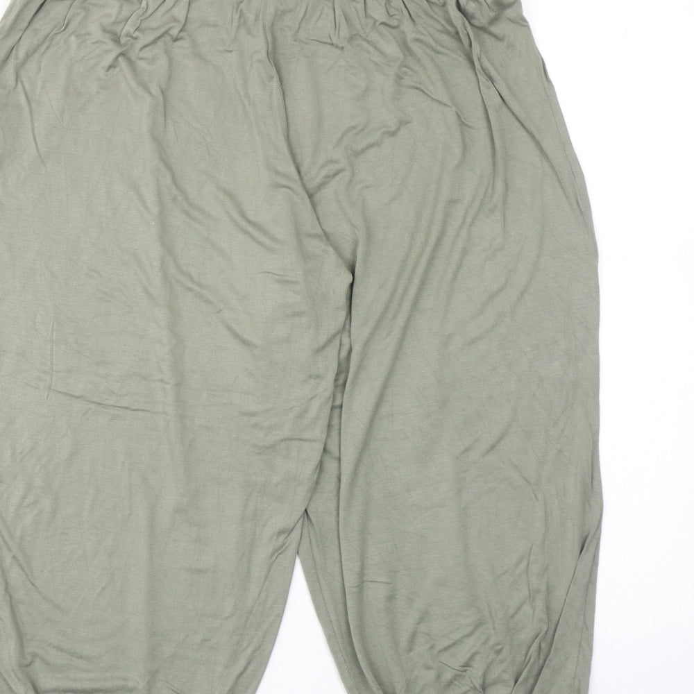 New Look Womens Green Viscose Bloomer Trousers Size 12 Regular Pull On