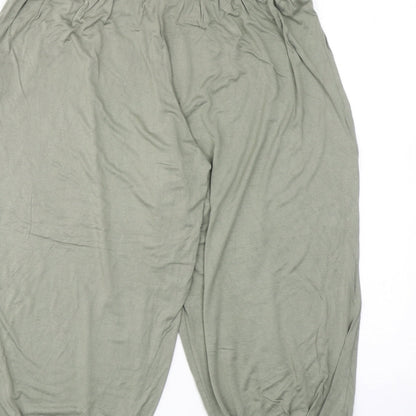 New Look Womens Green Viscose Bloomer Trousers Size 12 Regular Pull On