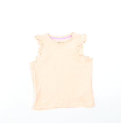 Marks and Spencer Girls Pink Cotton Basic Tank Size 3-4 Years Round Neck Pullover
