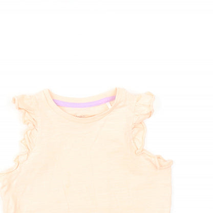 Marks and Spencer Girls Pink Cotton Basic Tank Size 3-4 Years Round Neck Pullover