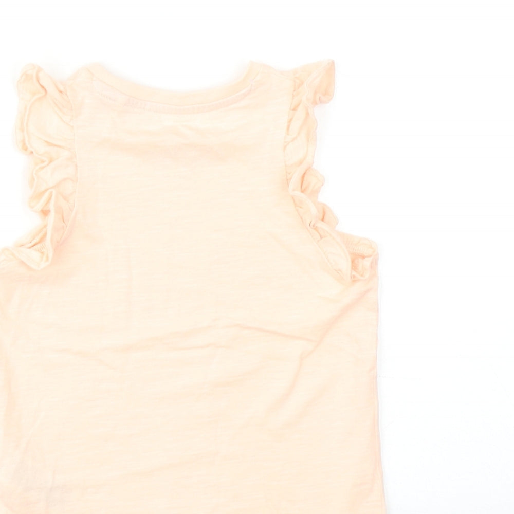 Marks and Spencer Girls Pink Cotton Basic Tank Size 3-4 Years Round Neck Pullover