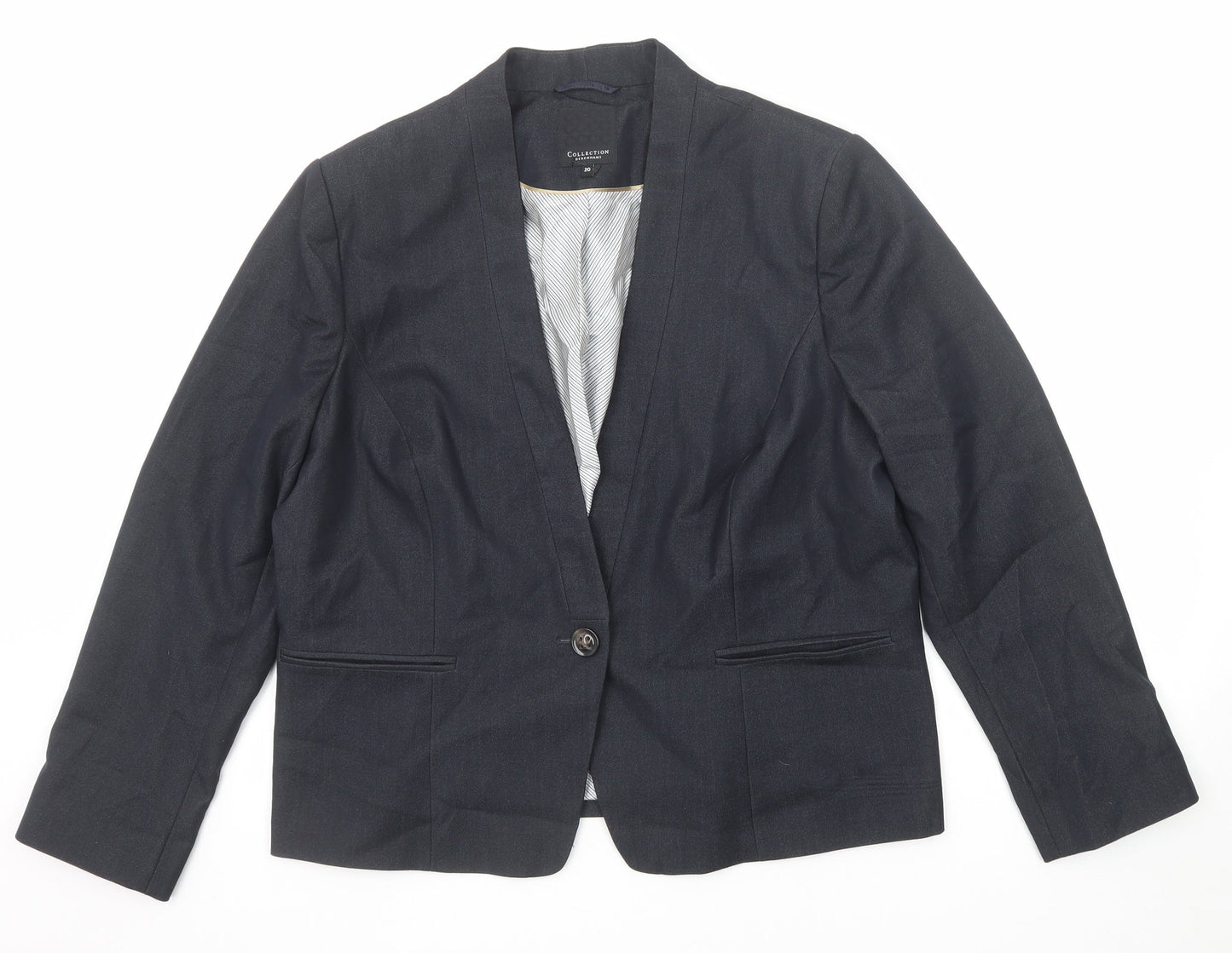 Debenhams Womens Grey Polyester Jacket Blazer Size 20 Button