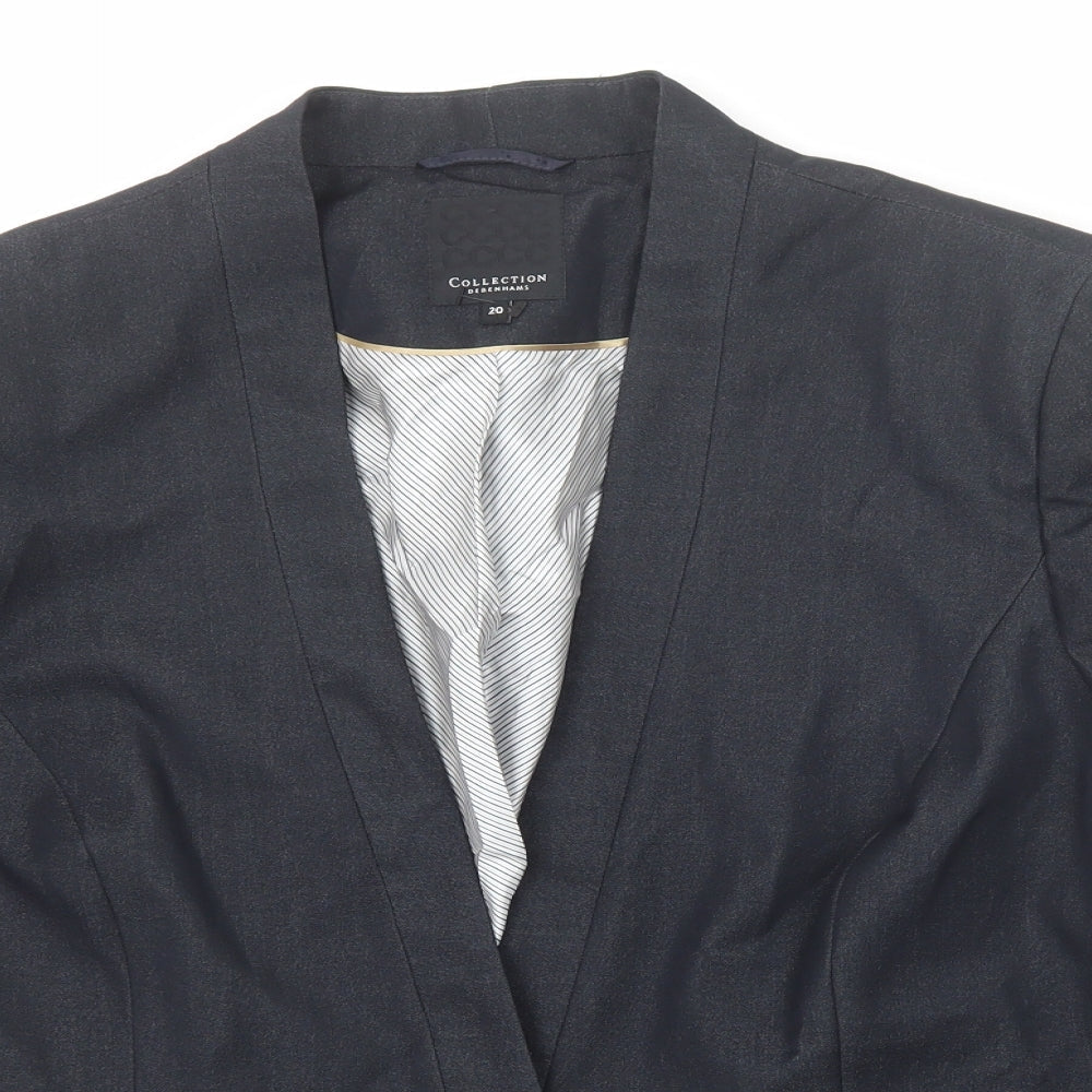 Debenhams Womens Grey Polyester Jacket Blazer Size 20 Button