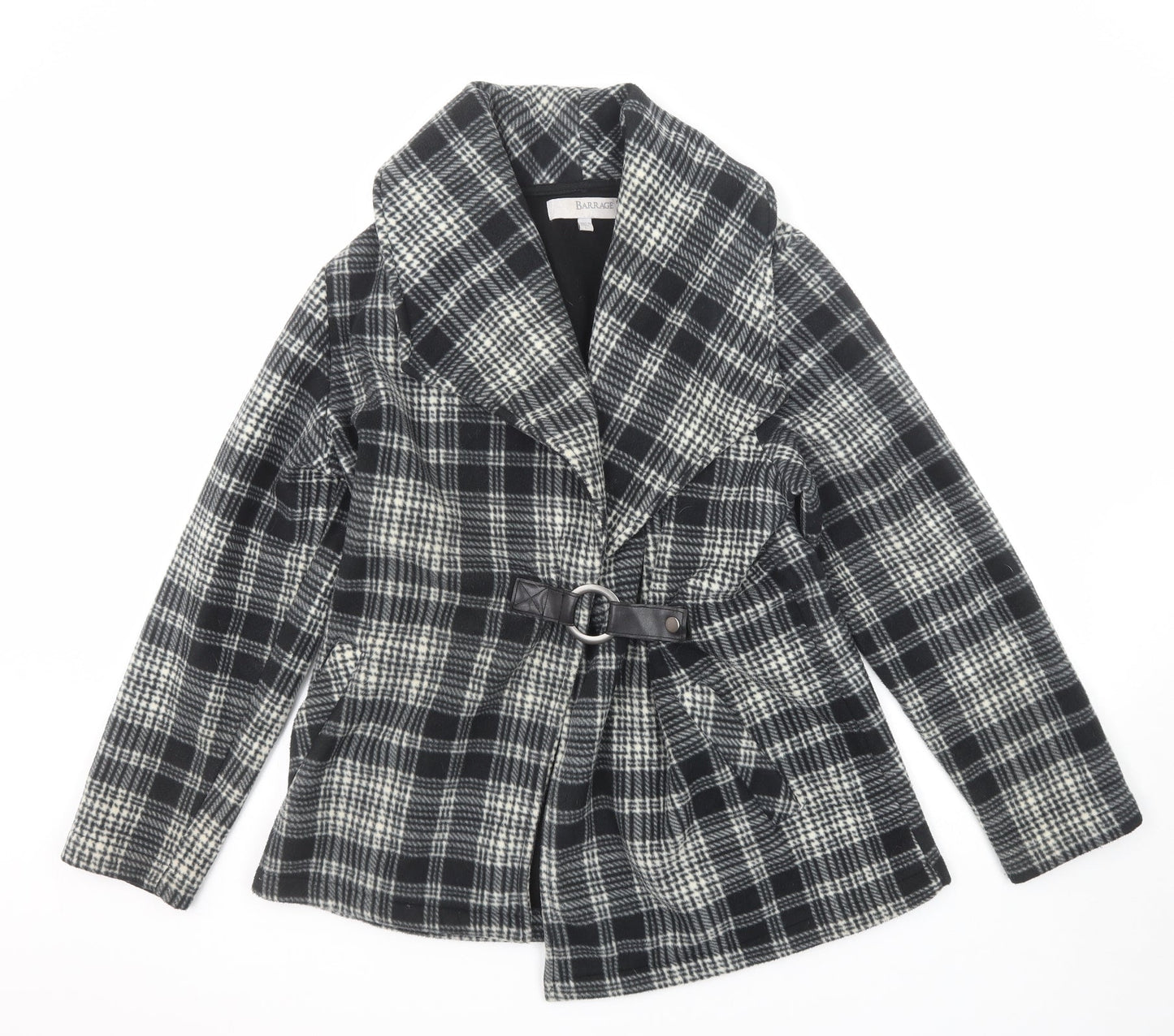 Barrage Womens Black Plaid Jacket Size L Button
