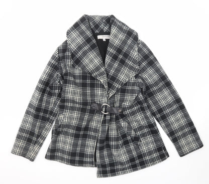 Barrage Womens Black Plaid Jacket Size L Button