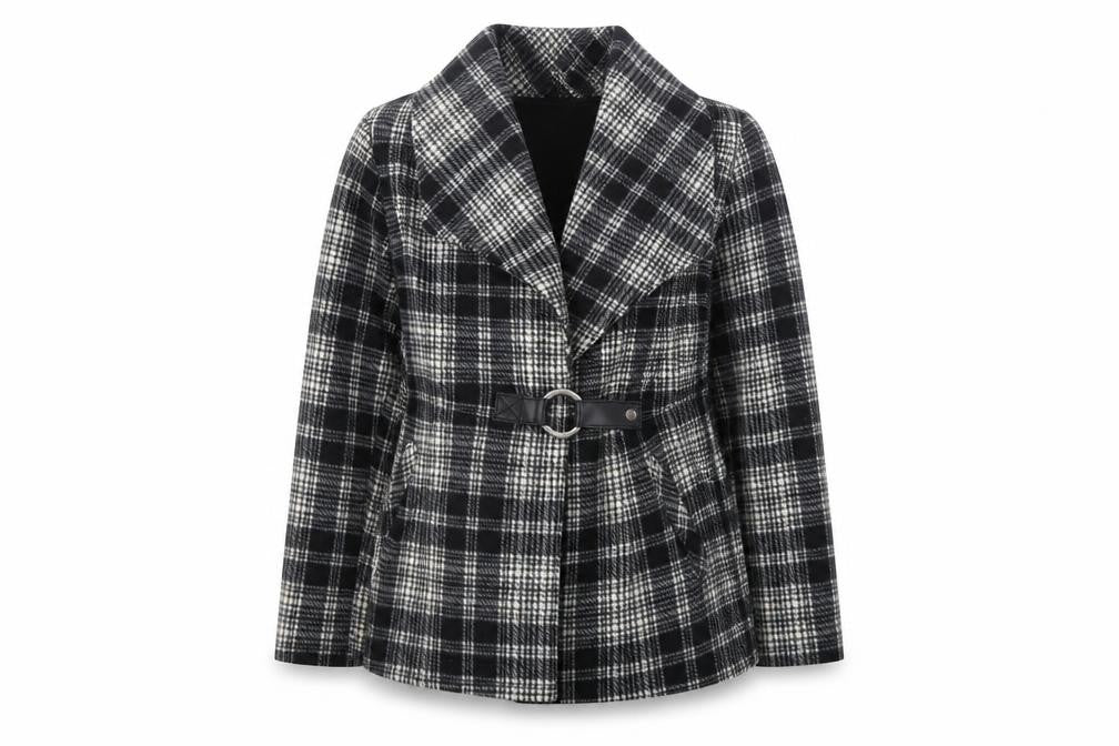 Barrage Womens Black Plaid Jacket Size L Button