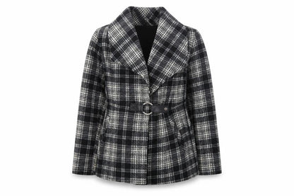 Barrage Womens Black Plaid Jacket Size L Button