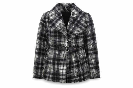 Barrage Womens Black Plaid Jacket Size L Button
