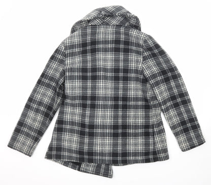 Barrage Womens Black Plaid Jacket Size L Button