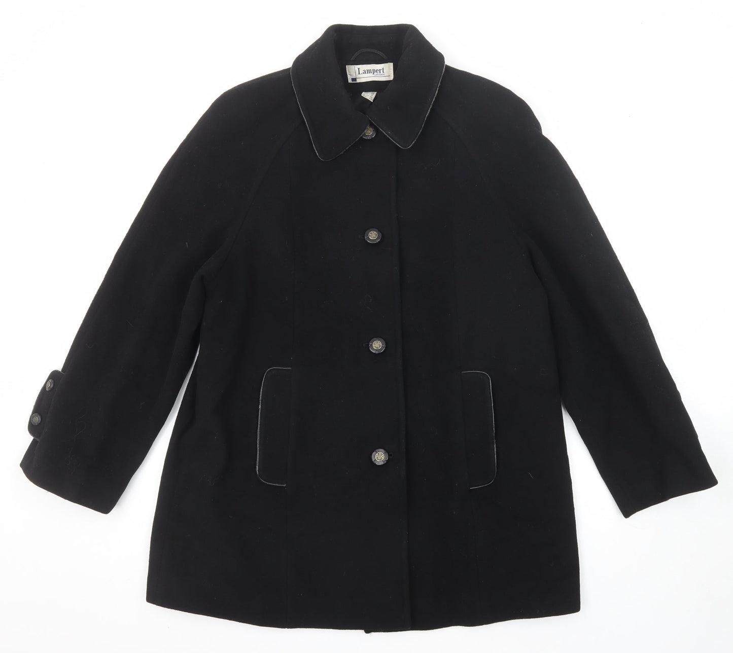 Lampert Womens Black Pea Coat Coat Size 10 Button