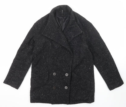 Mango Womens Black Jacket Blazer Size L Button - Speckled