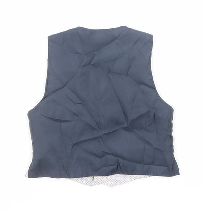 Back view of John Lewis boys’ blue jacket waistcoat, size 2, years button