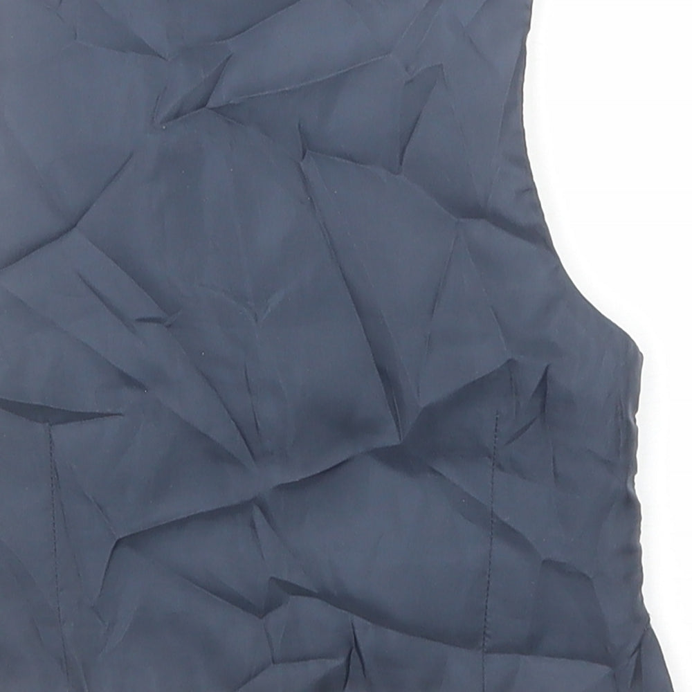 Brand and care label for John Lewis boys’ blue jacket waistcoat, size 2, years button