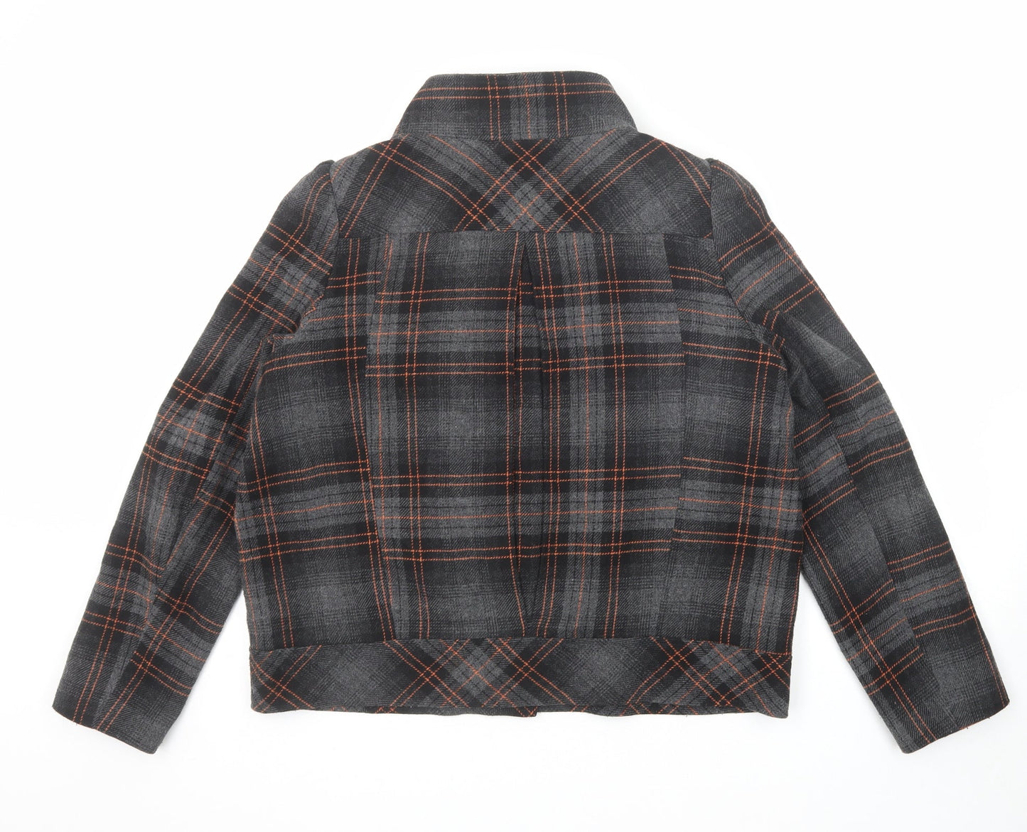 Be Beau Womens Grey Plaid Jacket Size 18 Button - Scarf Neck Detail