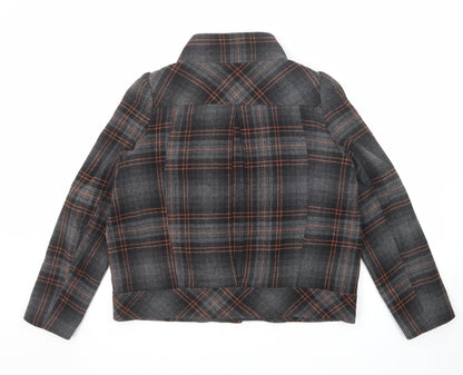 Be Beau Womens Grey Plaid Jacket Size 18 Button - Scarf Neck Detail