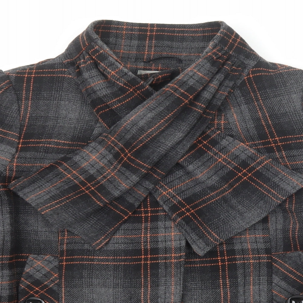 Be Beau Womens Grey Plaid Jacket Size 18 Button - Scarf Neck Detail