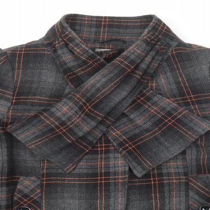 Be Beau Womens Grey Plaid Jacket Size 18 Button - Scarf Neck Detail