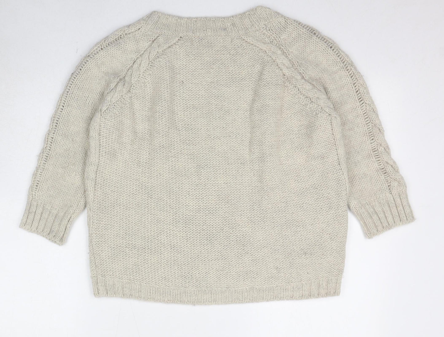 Zara Womens Beige Round Neck Acrylic Pullover Jumper Size M