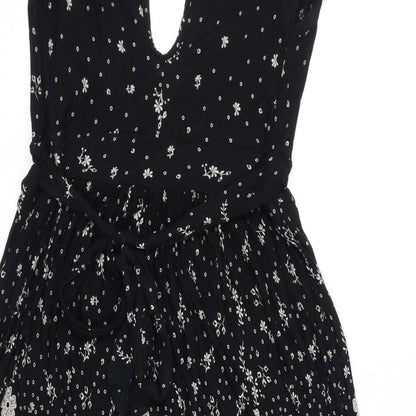 Miss Selfridge Womens Black Geometric Polyester A-Line Size 10 Round Neck Pullover - Open Back