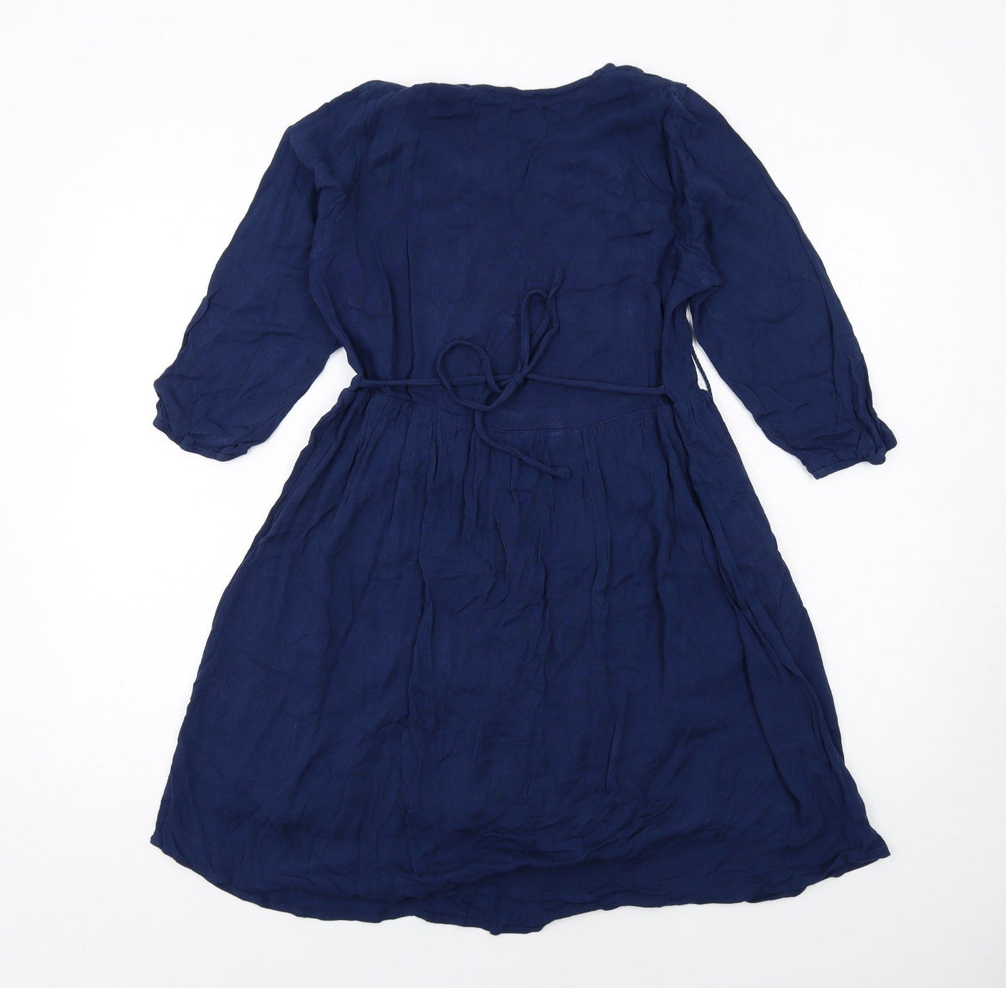 Body & Soul Womens Blue Geometric Viscose A-Line Size S V-Neck Pullover