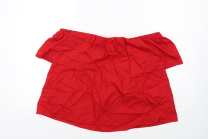 Womens UK Size 10 Topshop Red Basic Blouse