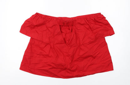 Womens UK Size 10 Topshop Red Basic Blouse