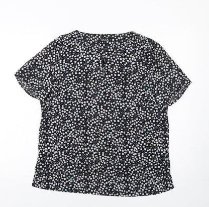 Womens UK Size 12 Vortex Black Basic T-Shirt