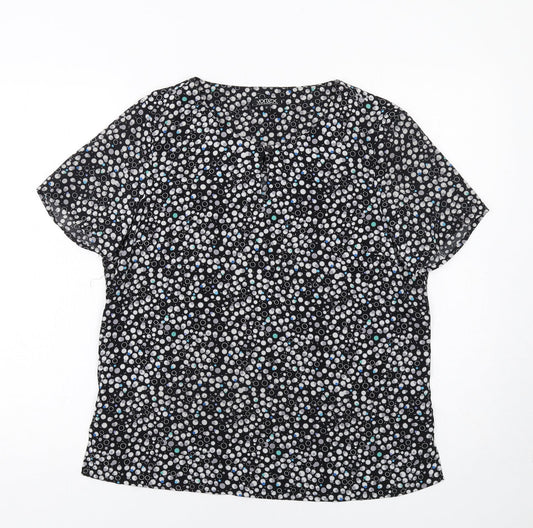 Womens UK Size 12 Vortex Black Basic T-Shirt