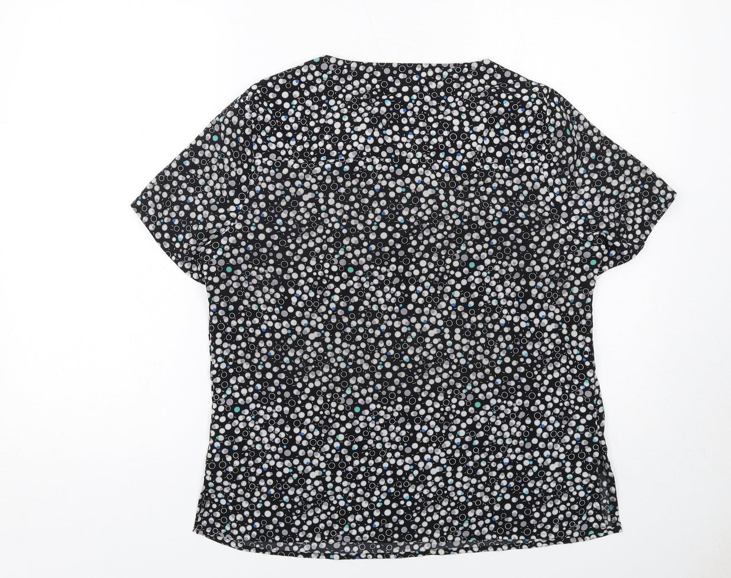 Womens UK Size 12 Vortex Black Basic T-Shirt
