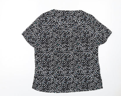 Womens UK Size 12 Vortex Black Basic T-Shirt