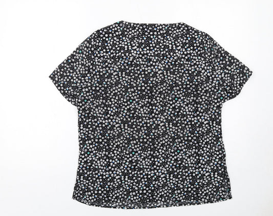 Womens UK Size 12 Vortex Black Basic T-Shirt