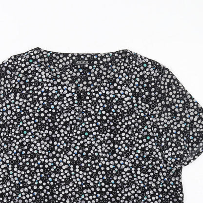 Womens UK Size 12 Vortex Black Basic T-Shirt