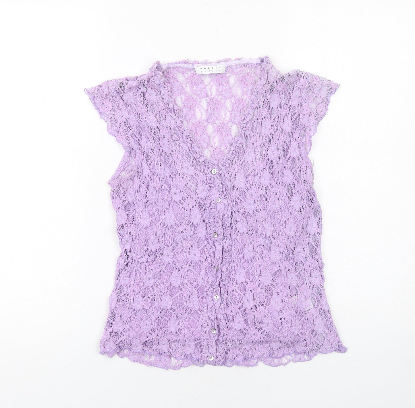 Precis Womens Purple Viscose Basic Tank Size M V-Neck