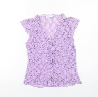 Precis Womens Purple Viscose Basic Tank Size M V-Neck