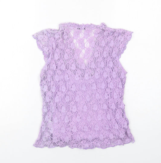 Precis Womens Purple Viscose Basic Tank Size M V-Neck