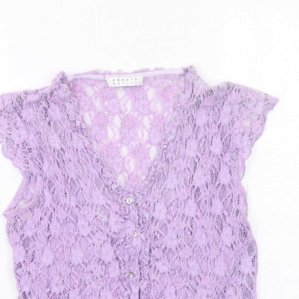 Precis Womens Purple Viscose Basic Tank Size M V-Neck