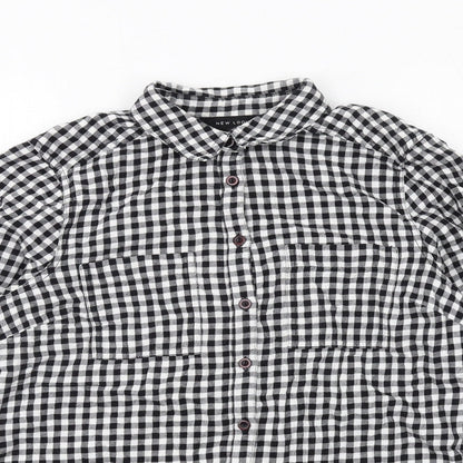 Womens UK Size 10 New Look Black Basic Button-Up