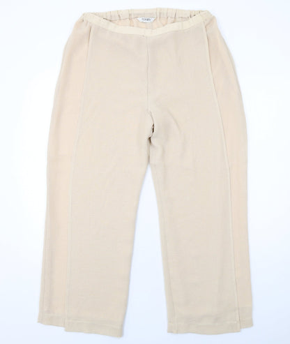 FOSBY Womens Beige Polyester Trousers Size 16 Regular