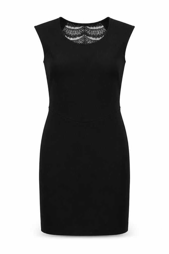 French Connection Womens Black Viscose Shift Size 8 Round Neck Pullover - Lace Detail