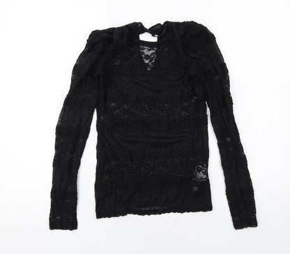 Womens UK Size S Zara Black Basic Blouse