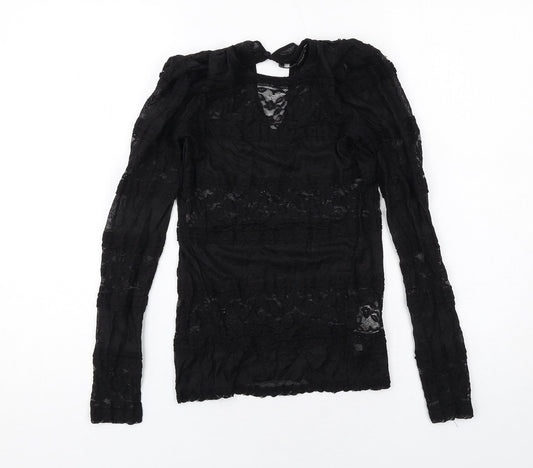 Womens UK Size S Zara Black Basic Blouse