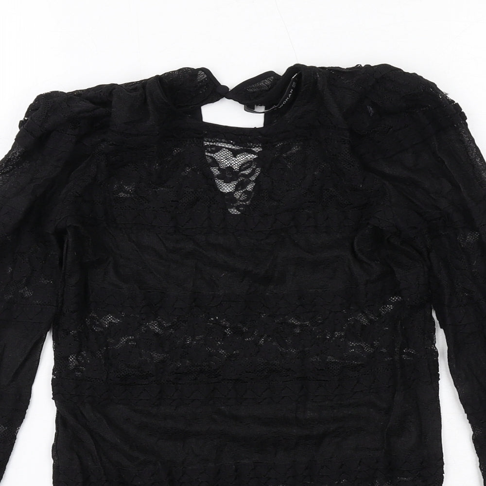Womens UK Size S Zara Black Basic Blouse
