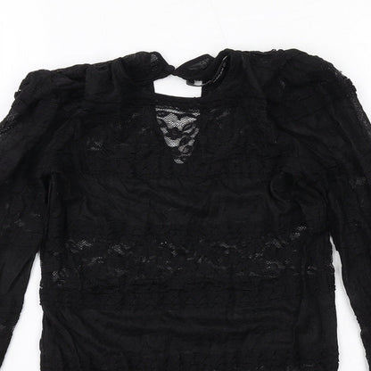Womens UK Size S Zara Black Basic Blouse