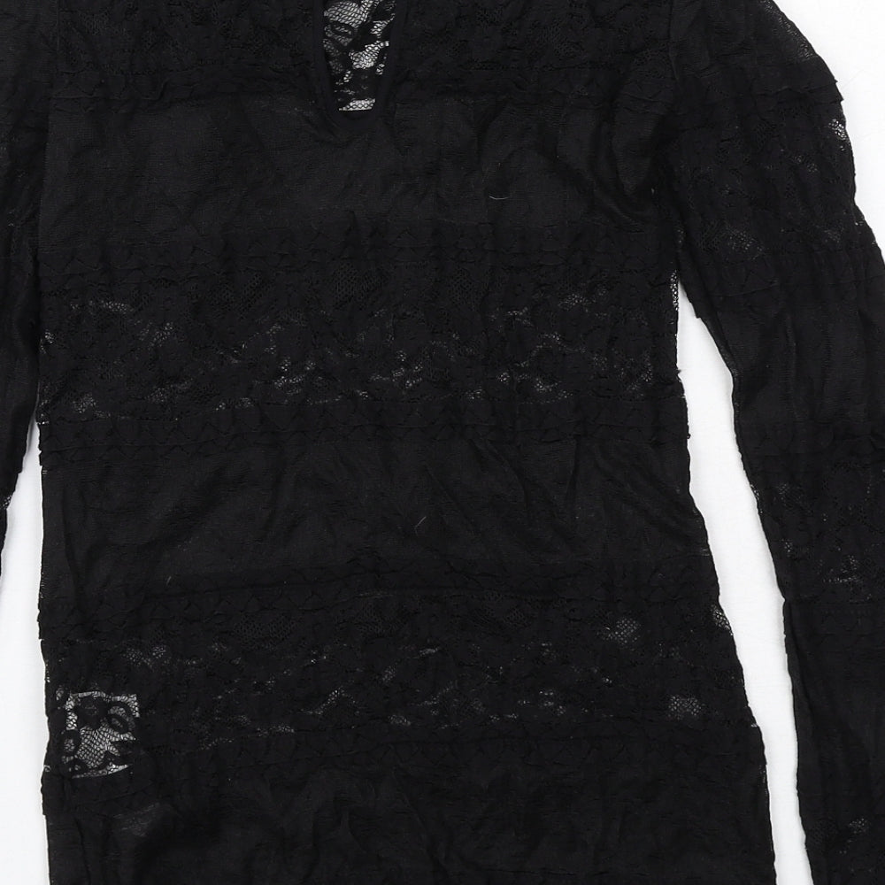 Womens UK Size S Zara Black Basic Blouse