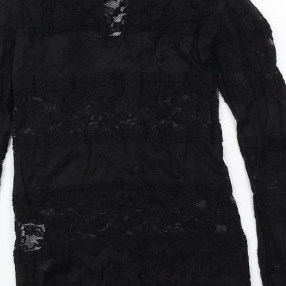 Womens UK Size S Zara Black Basic Blouse