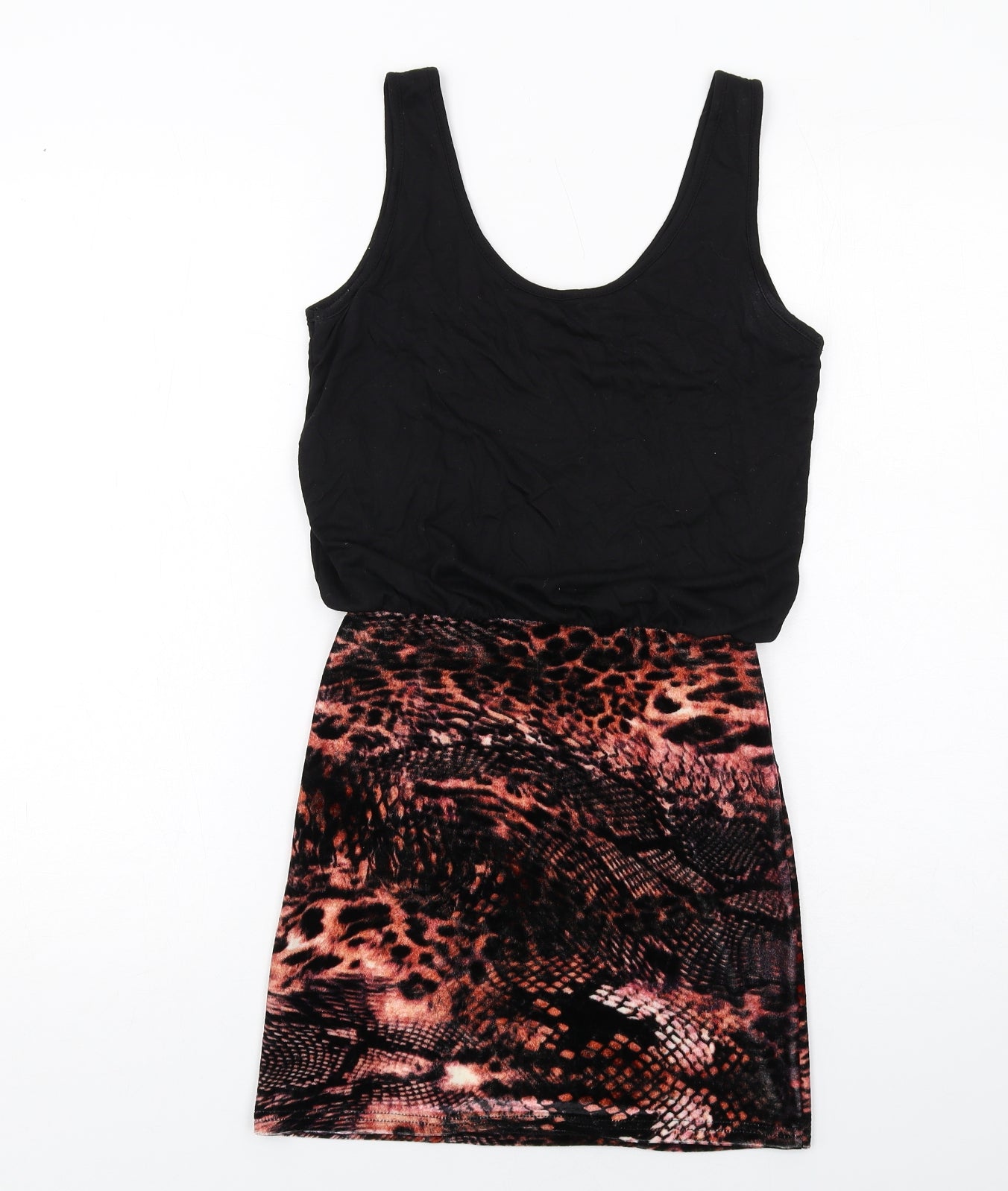 MINKPINK Womens Black Geometric Viscose Mini Size XS Scoop Neck Pullover