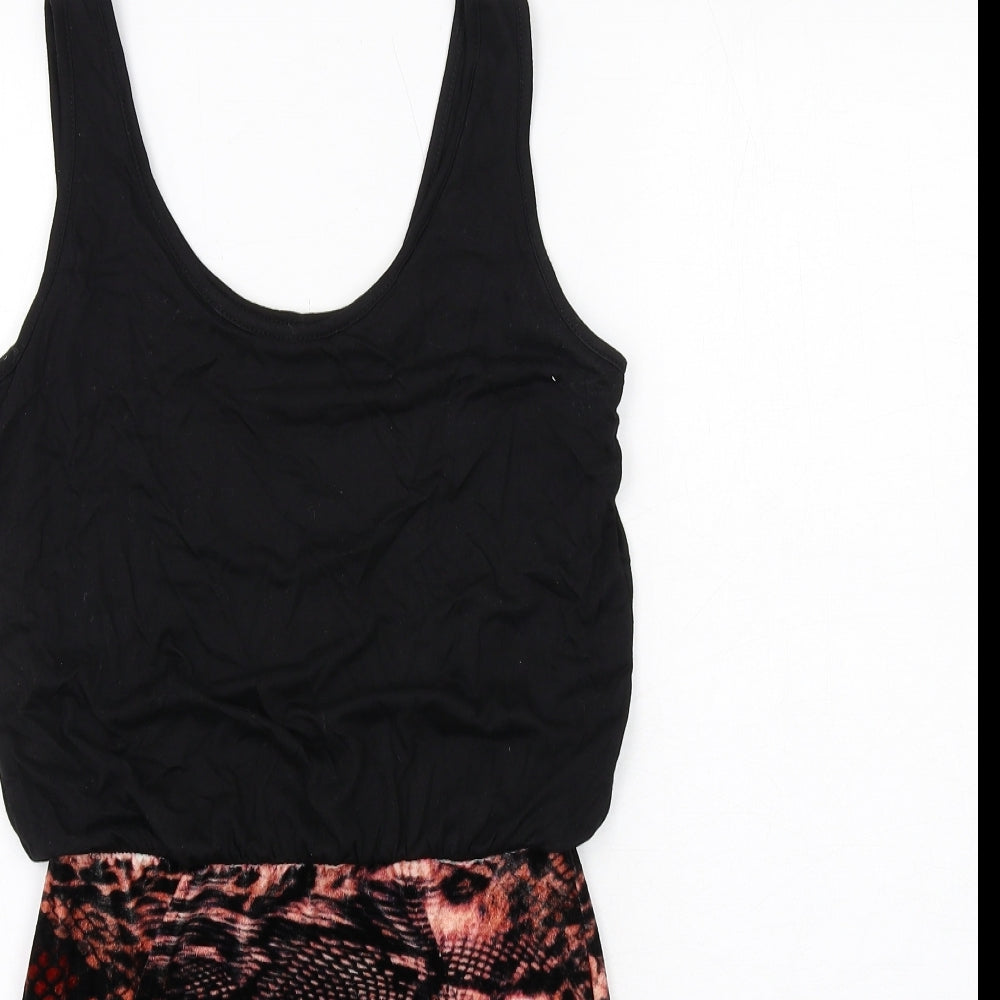 MINKPINK Womens Black Geometric Viscose Mini Size XS Scoop Neck Pullover